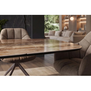 INFINITY bővíthető kerámia étkezőasztal - 180-260cm, rozsdabarna/onyx
