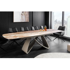 INFINITY bővíthető kerámia étkezőasztal - 180-260cm, rozsdabarna/onyx