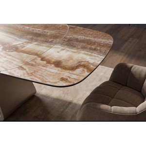INFINITY bővíthető kerámia étkezőasztal - 180-260cm, rozsdabarna/onyx