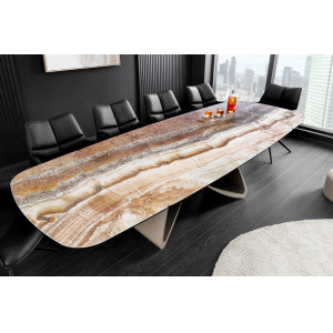 INFINITY bővíthető kerámia étkezőasztal - 180-260cm, rozsdabarna/onyx Bővíthető étkezőasztal