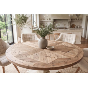 HAMPTONS kerek fenyőfa étkezőasztal - 120/140cm