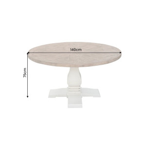 HAMPTONS kerek fenyőfa étkezőasztal - 120/140cm