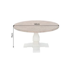 HAMPTONS kerek fenyőfa étkezőasztal - 120/140cm