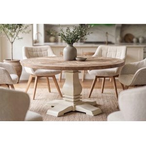 HAMPTONS kerek fenyőfa étkezőasztal - 120/140cm