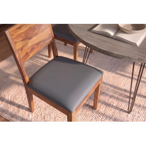 MAKASSAR modern rózsafa étkezőszék műbőr ülőfelülettel - szürke