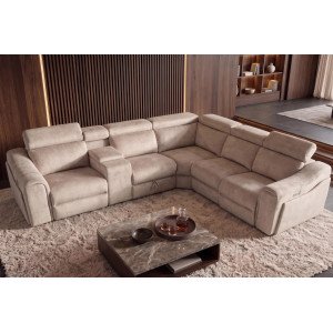 PRIME multifunkciós elektromos bársony sarokkanapé tárolóval - 300cm - bézs