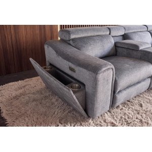 PRIME multifunkciós elektromos bársony sarokkanapé tárolóval - 300cm - szürke