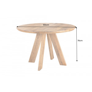 ART WOOD kerek tömör mangófa étkezőasztal - 100cm