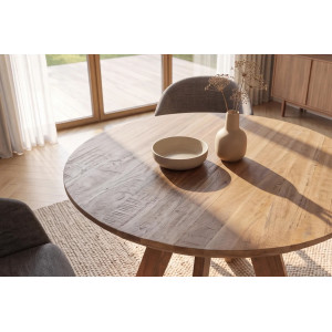 ART WOOD kerek tömör mangófa étkezőasztal - 100cm