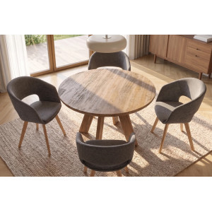ART WOOD kerek tömör mangófa étkezőasztal - 100cm