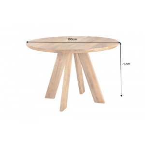 ART WOOD kerek tömör mangófa étkezőasztal - 100cm