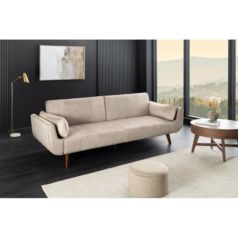 DIVANI bársony kanapéágy - 220cm - beige