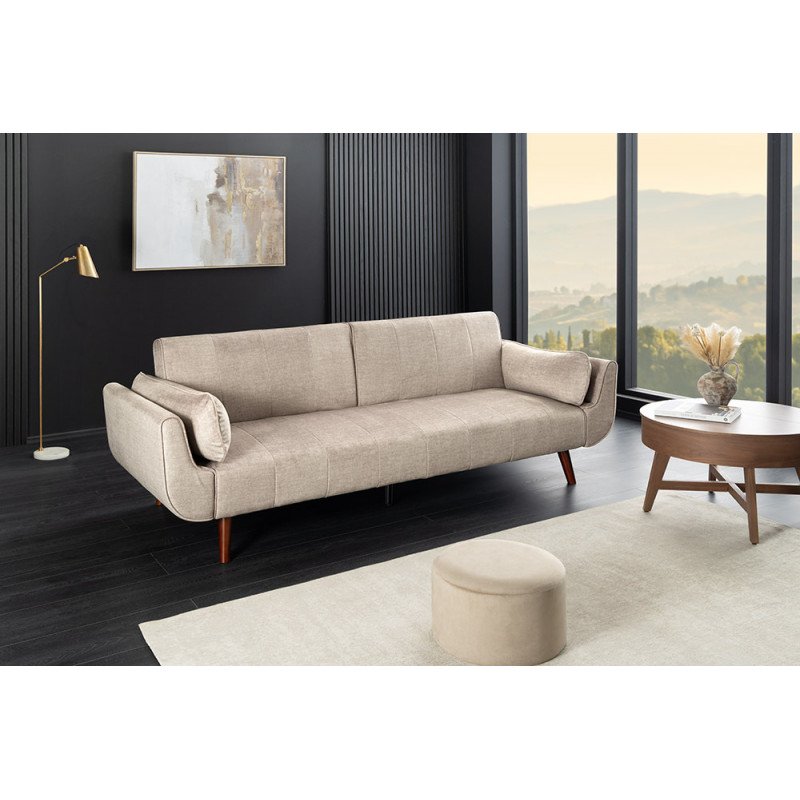 DIVANI bársony kanapéágy - 220cm - beige