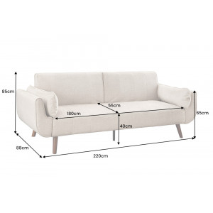 DIVANI bársony kanapéágy - 220cm - beige