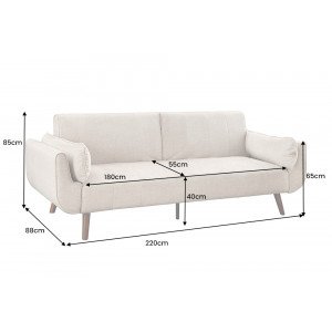 DIVANI bársony kanapéágy - 220cm - beige