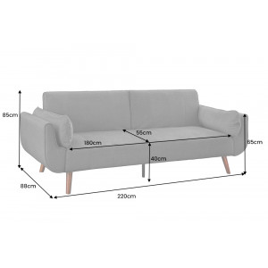 DIVANI bársony kanapéágy - 220cm - szürke