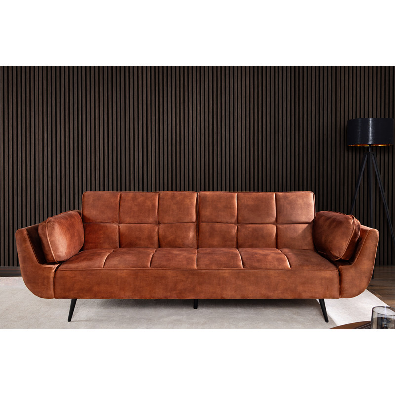 BOUTIQUE bársony kanapéágy - 215cm -  rozsdabarna