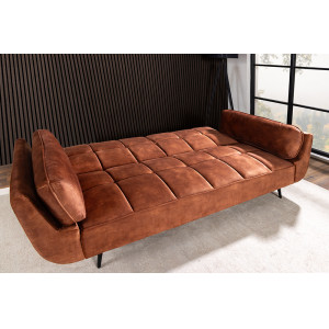 BOUTIQUE bársony kanapéágy - 215cm -  rozsdabarna