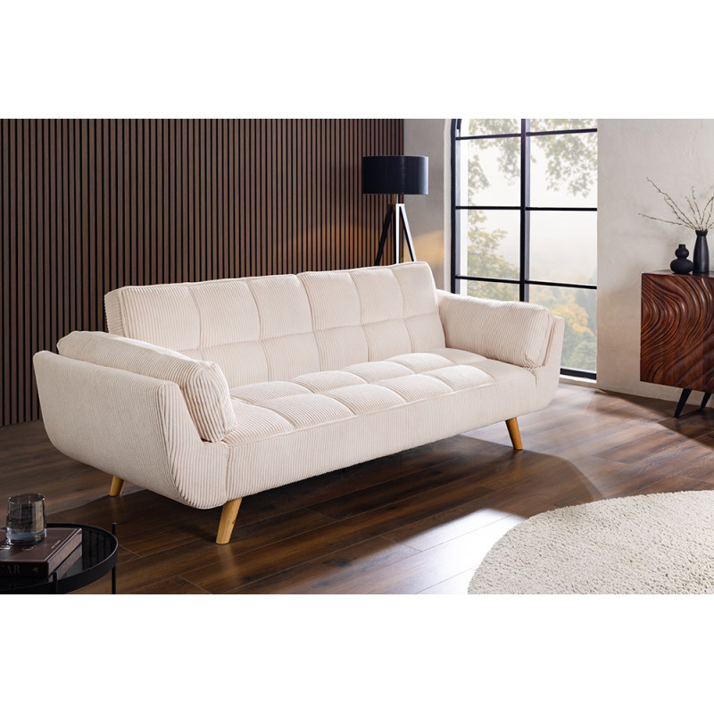 BOUTIQUE kordbársony kanapéágy - 215cm - beige