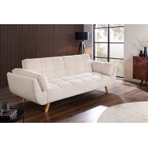BOUTIQUE kordbársony kanapéágy - 215cm - beige INVICTA