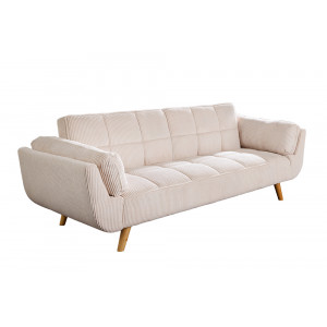 BOUTIQUE kordbársony kanapéágy - 215cm - beige