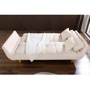 BOUTIQUE kordbársony kanapéágy - 215cm - beige