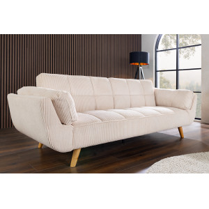 BOUTIQUE kordbársony kanapéágy - 215cm - beige