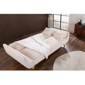 BOUTIQUE kordbársony kanapéágy - 215cm - beige