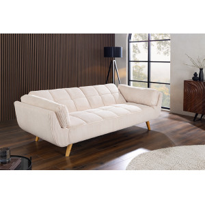 BOUTIQUE kordbársony kanapéágy - 215cm - beige