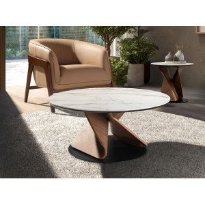 ARACENA prémium kerámia/dió dohányzóasztal – 80cm