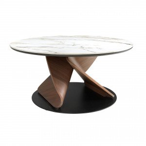 ARACENA prémium kerámia/dió dohányzóasztal – 80cm