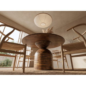 MADERA kerek tömör mangófa étkezőasztal - 120cm