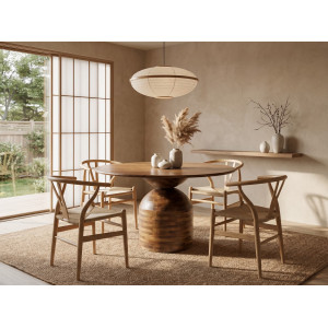 MADERA kerek tömör mangófa étkezőasztal - 120cm Étkezőasztalok