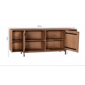 LEVANO tömör mangófa komód nyitott polcokkal - 180cm
