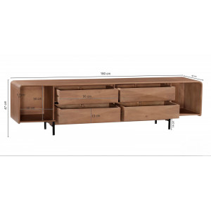 LEVANO tömör mangófa TV-szekrény - 180cm