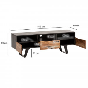 VIVARO tömör akácfa TV-szekrény - 140cm