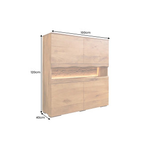GRAND MANGO tömör mangófa magas komód LED világítással - 100cm