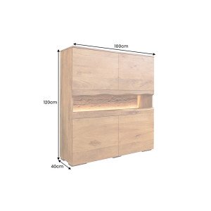 GRAND MANGO tömör mangófa magas komód LED világítással - 100cm