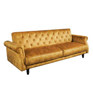 MAISON BELLE bársony kanapéágy - 220cm - mustársárga