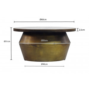 LUNARA kerek márvány dohányzóasztal - 60cm - fehér/arany