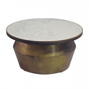 LUNARA kerek márvány dohányzóasztal - 60cm - fehér/arany