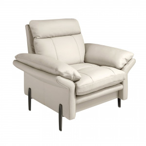 RAVELTA prémium  bőr fotel – 110 cm - taupe szürke