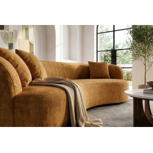 ATELIER modern bársony kanapé - 228cm - mustársárga
