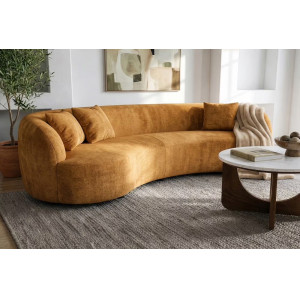 ATELIER modern bársony kanapé - 228cm - mustársárga