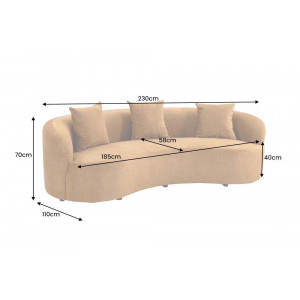 ATELIER modern bársony kanapé - 228cm - mustársárga