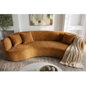 ATELIER modern bársony kanapé - 228cm - mustársárga