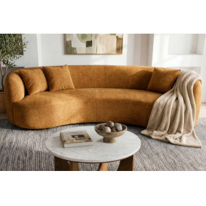 ATELIER modern bársony kanapé - 228cm - mustársárga