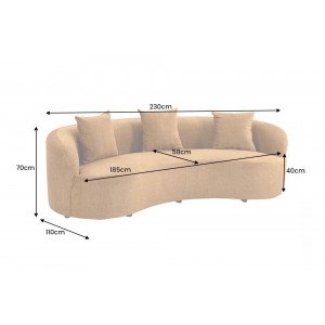 ATELIER modern bársony kanapé - 228cm - mustársárga