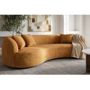 ATELIER modern bársony kanapé - 228cm - mustársárga INVICTA