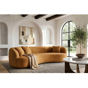 ATELIER modern bársony kanapé - 228cm - mustársárga